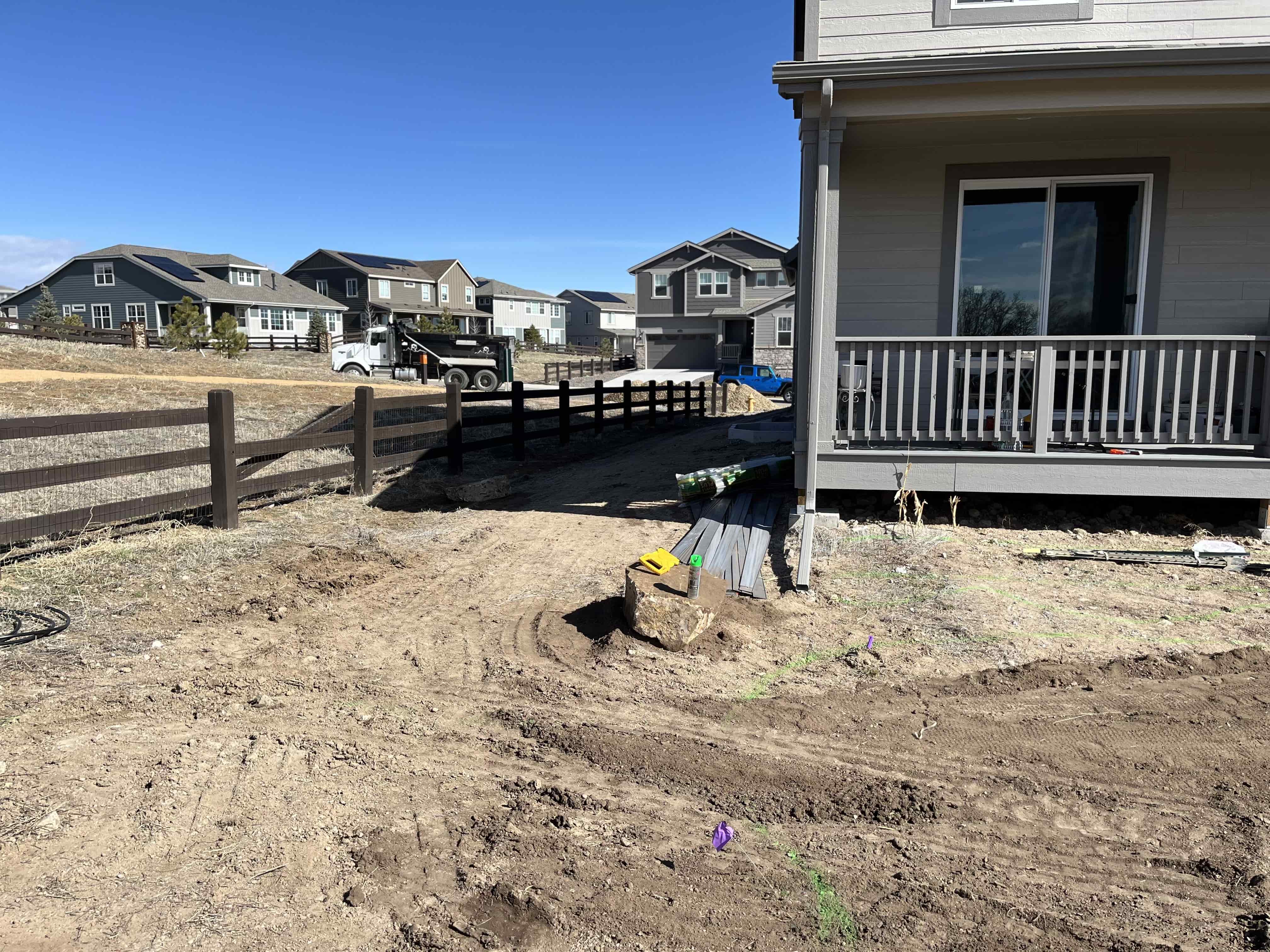 Landscaping project in progress in Monument, CO.